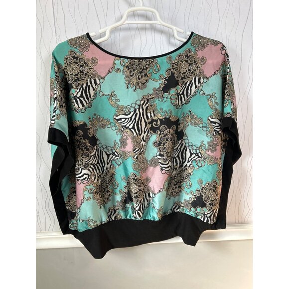 Zac &‎ Rachel Top Womens 1X Multicolor Butterfly Sleeve Fairycore Artsy Blouse - Picture 1 of 6